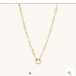 MEJURI 14K Solid Gold Paperclip Chain Charm Necklace 16 inch length